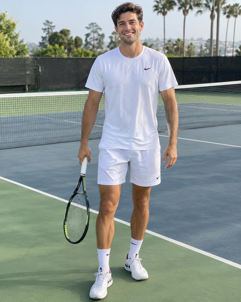 Man on a tennis court holding a racket